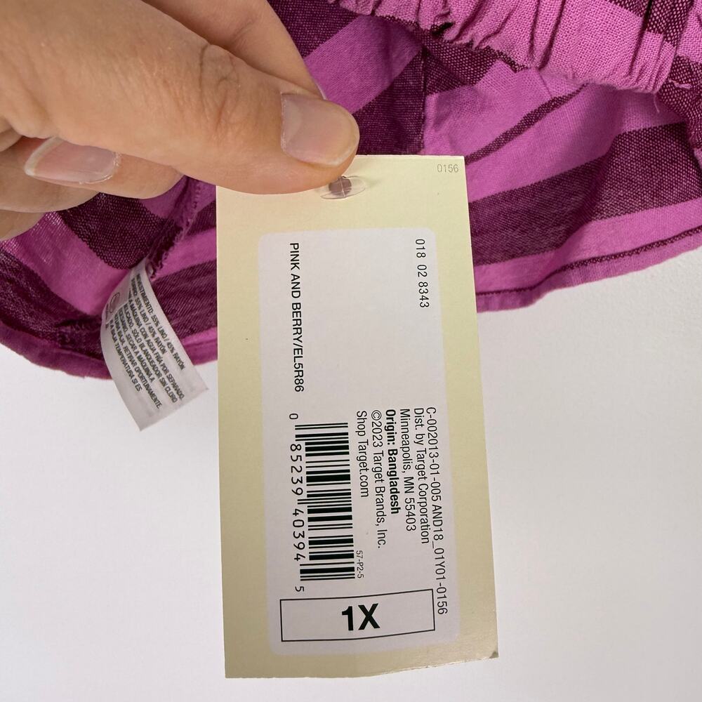 Target A new day crop top bralette purple pink stripe 1X - Picture 5 of 8